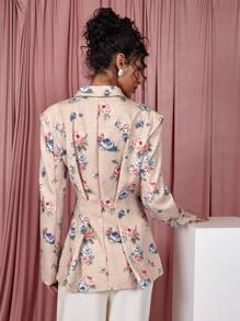 COSMINA Women's Floral Print Lapel Neck Long Sleeve Casual Suit Jacket - Multicolor - View 2