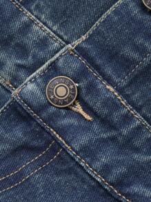 DAZY 女士牛仔无袖衬衫裙搭配翻领太阳裙 - 中等水洗藍 - 查看 10