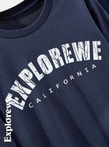 SHEIN 2pcs/Set Tween Girls Casual Round Neck Sweatshirt And Sweatpants Outfit, For Outdoor Wear In Spring And Autumn