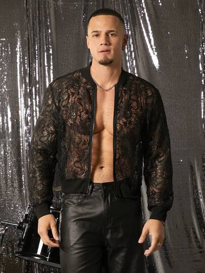 FeverCity Herrjacka med lös spets, Rave-långärmad, för hösten/vintern