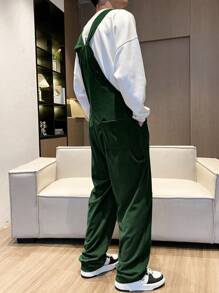 Manfinity Hypemode Loose Men's Dungarees Jumpsuit With Pockets - Army Green - View 2