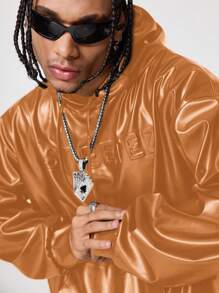 Manfinity VCAY Men's Loose Fit Brazilian Style Hoodie Sweatshirt, For Fall Winter - Orange - View 2