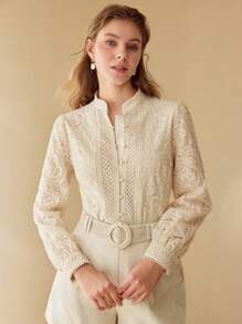 MOTF PREMIUM GUIPURE LACE BUTTON UP BLOUSE,SPRING/SUMMER