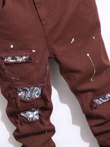 Manfinity LEGND Quần Jeans Denim Thường Ngày Túi Trước Đơn Giản Cho Nam - Màu Đỏ Sâu - Xem 5