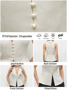 BizChic 女士白色翻领无袖上衣，现代优雅都市通勤日常百搭90年代复古风，适合圣诞节、新年、情人节、派对、海滩、毕业典礼、时尚、节日、假日、婚礼宾客、早午餐、机场等多种场合。 - 杏色 - 查看 7