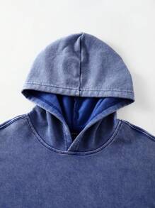 ROMWE MEN Street Life Áo nỉ trùm đầu dáng rộng cổ điển dành cho nam (Đường viền cổ, viền áo và đường may vai được gia cố để tránh biến dạng) - Màu xanh lam - Xem 5