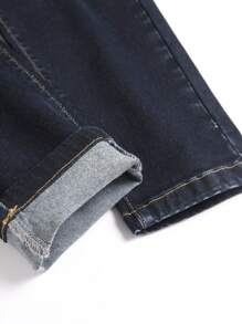 Manfinity Homme Men's Straight Loose Casual Versatile Jeans With Pockets - Dark Wash - View 6
