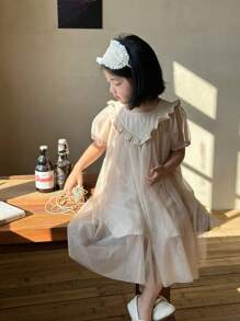 DAZY Girl's Sleeveless Dress, Fall Clothing - Khaki - View 3