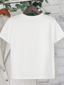 SHEIN LUNE Plus Size Women's Four Leaf Clover &Heart-Shape Happy St. Patrick's Day Print Pattern Short Sleeve, Simple Casual Round Neck Summer T-Shirt Top