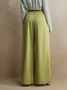 Anewsta Pantaloni ampi in stile chiffon plissettato con vita rilassata e effetto patchwork, colore verde, adatti per festival e uscite di moda - Verde - Visualizzare 2