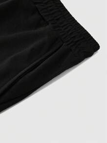 Aesthetic Post--Plus Size Men's Letter Print Front Tie Casual Shorts - Black - View 7