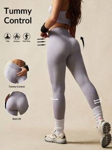 VARSITIE High-Waisted Tight-Fitting High-Elastic Contrasting Seamless Knit Women Sports Leggings