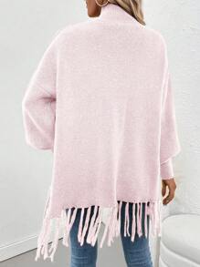 SHEIN LUNE Cardigan casual feminino com zíper frontal de cor sólida, minimalista e moderno para uso diário - Baby Rosa - Ver 2