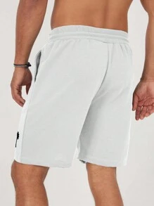 RueChic Men's Cotton Summer Drawstring Waist Coconut Tree Print Shorts - White - View 2