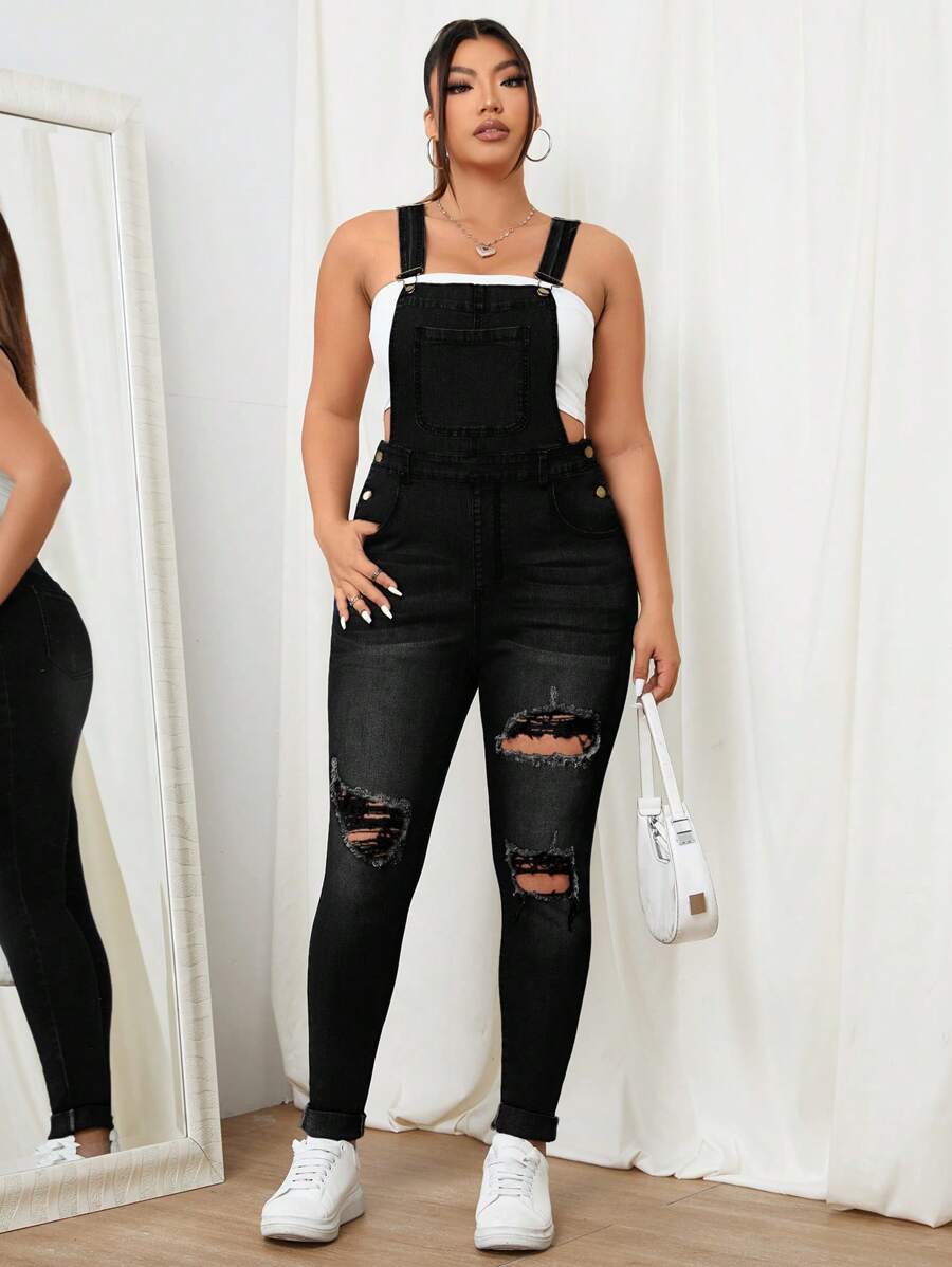 Salopette Silver en jean à jambe moulante pour femmes