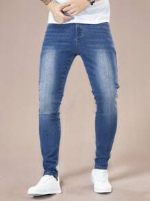 Manfinity Hypemode Men's Simple Stylish Casual Everyday Denim Jeans - Blue - View 7