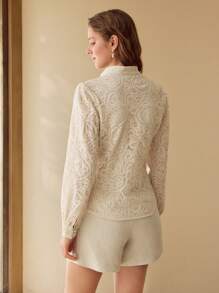 MOTF PREMIUM GUIPURE LACE BUTTON UP BLOUSE,SPRING/SUMMER