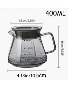 1 件咖啡壶，硼硅酸盐玻璃，家用咖啡共享杯，家庭用品茶咖啡水，玻璃咖啡壶，透明咖啡壶，咖啡配件（400 毫升/14 盎司，600 毫升/20 盎司）学校用品 - 黑色 - 查看 4