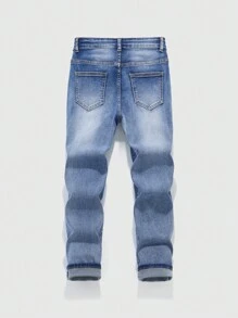 Tween Boy Ripped Minimalist Casual Everyday Jeans - Dark Wash - View 2