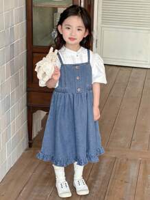 Dazy Kids Young Girls Denim Dress,Girls Summer Outfits - Blue - View 3