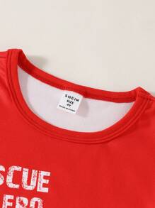 SHEIN 4pcs Young Boy Cartoon Car Print Soft & Stretchy Knit Short Sleeve Top & Shorts Sleepwear Set - Multicolor - View 7