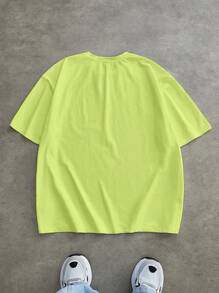 Manfinity VCAY Plus Size Men Street Style Loose Green Knit T-Shirt, Streetwear Fashion - Multicolor - View 3