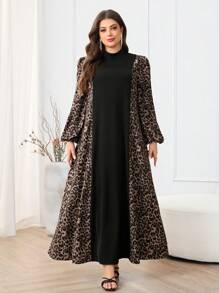 Veilorie Plus Size Women Arabic Style Casual Dress, Minimalist Fashion For Daily Wear Modest