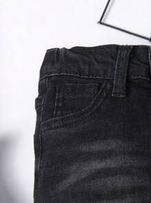 Baby Girl Cat Whisker Washed Jeans - Black - View 5