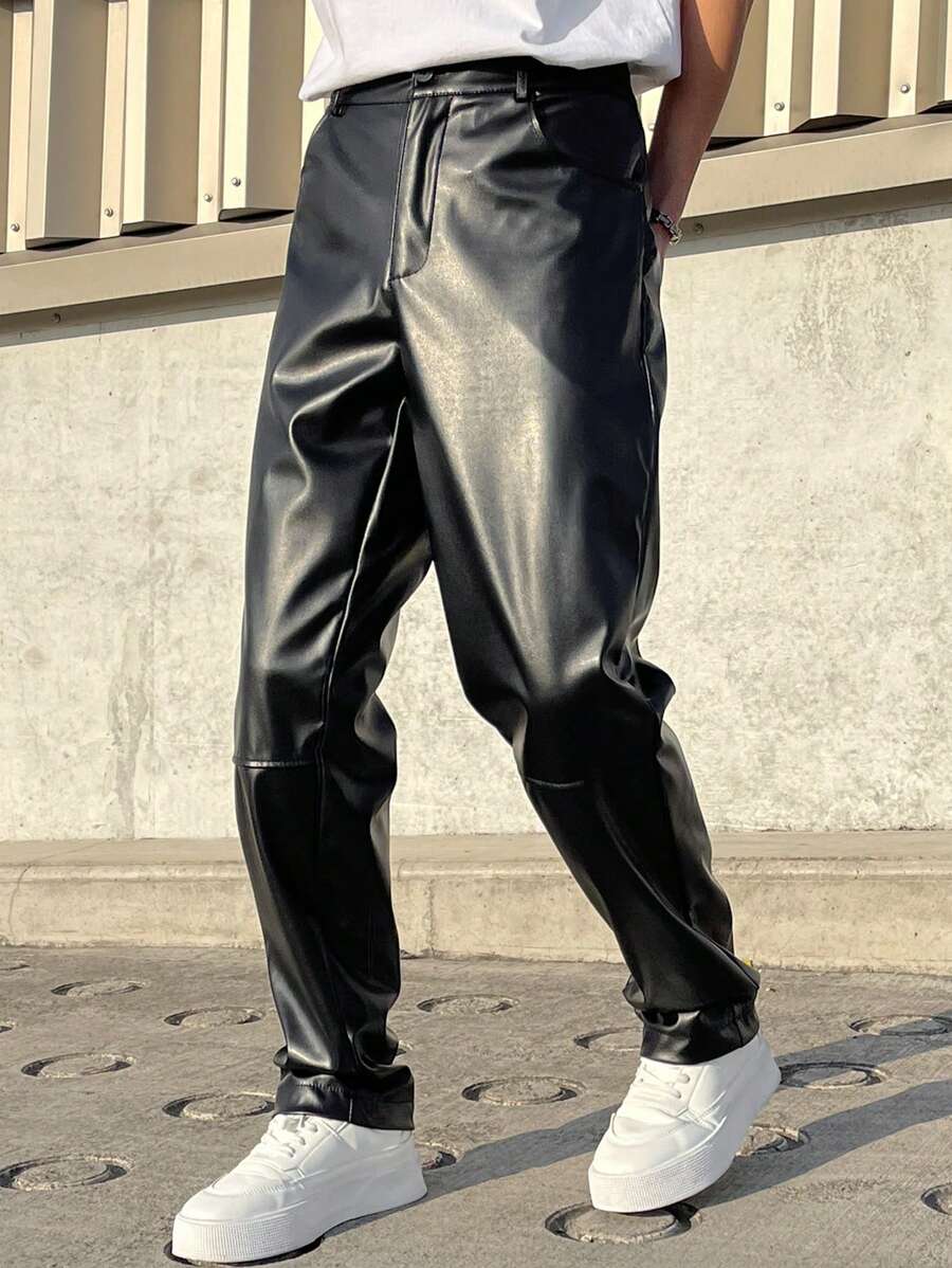 Manfinity EZcore Men's Solid Color Casual Simple Pants, Everyday Wear - Black - View 1