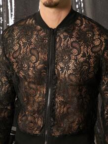 FeverCity Men's Loose Lace Rave Long Sleeve Jacket