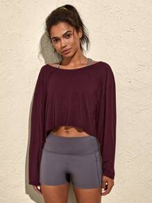 VARSITIE Maglie e canotte sportive da donna a maniche lunghe, colore unito, attillate, per attività all'aperto