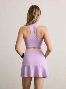 CourtClass Bộ đồ thể thao nữ không tay áo trơn màu và chân váy mini tập luyện cho nữ - Màu tím  Violet - Xem 5