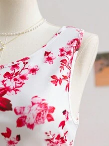 Soleia Plus Size Women Boho Floral Print Slash Neck Fitted Dress, Suitable For Vacation, Graduation Season, Back To School, Casual Wear In Autumn, For Summer