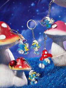 SHEIN X The Smurfs 5pcs Cartoon Acrylic Keychain Bag Charms, Gifts - Multicolor - View 3