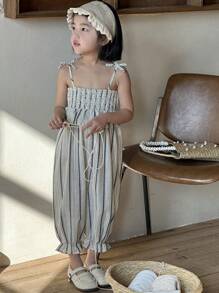 DAZY Young Girl Minimalist Fashion Casual Daily Jumpsuit,Girls Summer Outfits - White - View 5