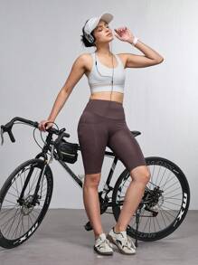 Women's Solid Color High Waist High Elasticity Athletic Yoga Shorts Set - Mixed color - View 7