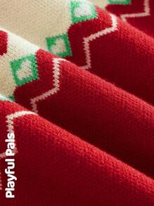 SHEIN 1 Stück süß/vintage/lustig/Cartoon Weihnachtsmann Muster Langarm dicker Pullover, geschlechtsneutral und geeignet für Kleine Jungen und Mädchen, Weihnachten, Frühling/Herbst/Winter