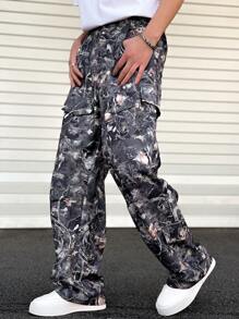 Manfinity Roghcode Men's Camouflage Print Straight-Leg Cargo Pants - Multicolor - View 4