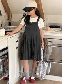 DAZY Vestido de otoño para niña preadolescente - Gris - Ver 1