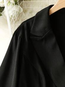 Lacomfia Plus Size Women Elegant Fashionable Cuff Decor Blazer - Black - View 4