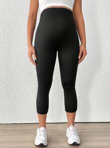 SHEIN Casual effenkleurige leggings voor zwangere vrouwen, minimalistische mode voor dagelijks gebruik