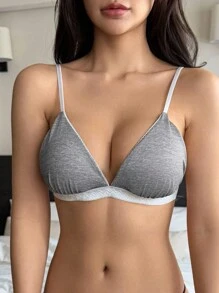 DAZY Women's Adjustable Contrast Color Spaghetti Strap Bra Lingerie For Women - Grey - View 6