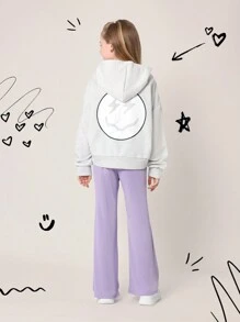 SUMWON Youth Lightning Bolt Graphics Cropped Hoodie Sweatsuit Set Wear Soft Fleece Sport Workout Athletic Fall Winter Activewear Sweatpants Set - Multicolor - View 1