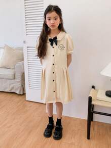 DAZY Tween Girls Solid Color Minimalist Casual Short Sleeve Everyday Dress,Girls Summer Outfits,Back To School Clothes