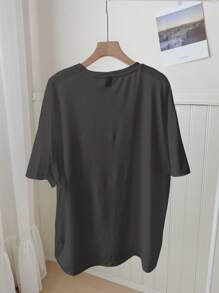 Attitoon Camiseta holgada de mujer con cuello redondo y estampado minimalista de botas, adecuada para el verano