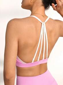 Activina Sutien sport fitness casual, fără spate, cu culoare contrastantă, potrivit pentru Ziua Îndrăgostiților