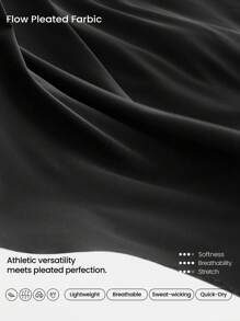 GLOWMODE Take A Twirl Tummy Control Pleated Maxi Skirt With Built-In Shorts Daily Casual - Black - View 5