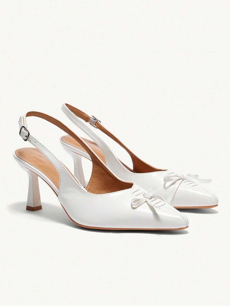 CUCCOO CHICEST Women's Pointed Toe Stiletto High Heel Elegant Commuter Bowknot White Ladies High Heel Pumps, Suitable For Evening Wear And Vintage Style - White - View 1