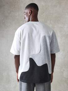 Sumwon Team Oversized T-Shirt Wave Pattern Color Block Design Athletic Streetwear Urban Fashion Casual Comfort Premium Short Sleeve Top