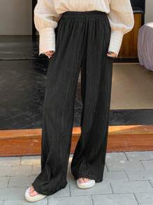 FRIFUL Women's Black Straight Leg Pants, Texture Fabric Slimming & Elongating, Spring/Summer,Fall Clothes,Teacher Pants - Black - View 3